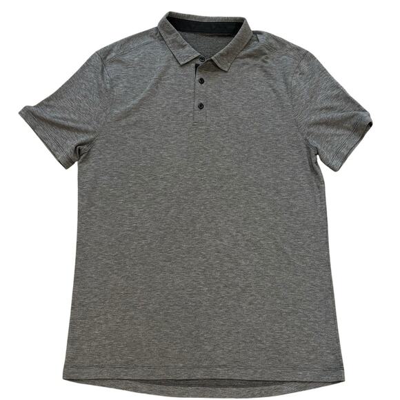 Lululemon Evolution Polo Heather Dark Gray Large Golf Casual Stretch Quick Dry - Picture 1 of 7
